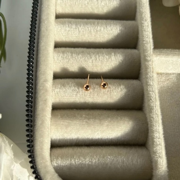 Stud Bead Ball 3mm Earrings 18k Gold Plated Luxury Jewelry - Picture 3 of 10